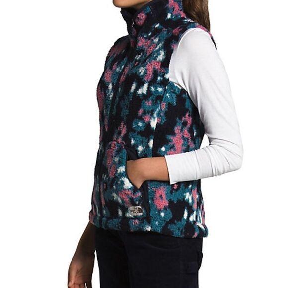 The North Face Campshire 2.0 Fleece Vest Woman's size Large Blue and pink Floral - Picture 10 of 10